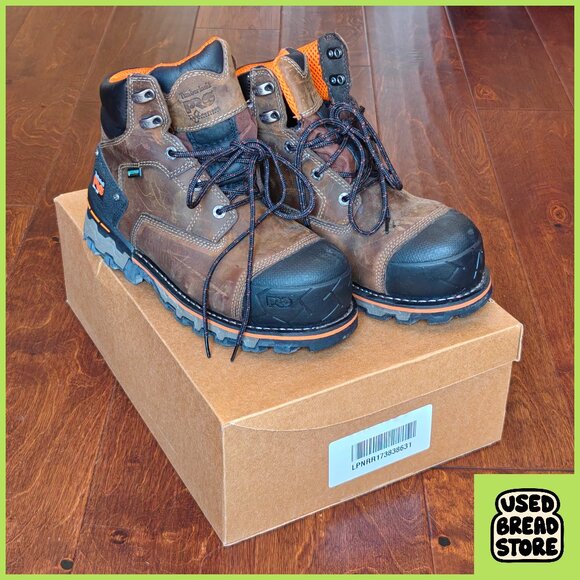7.5 Men's Timberland PRO Boondock 6" Waterproof Leather Comp-Toe Work Boot Brown - Picture 1 of 8
